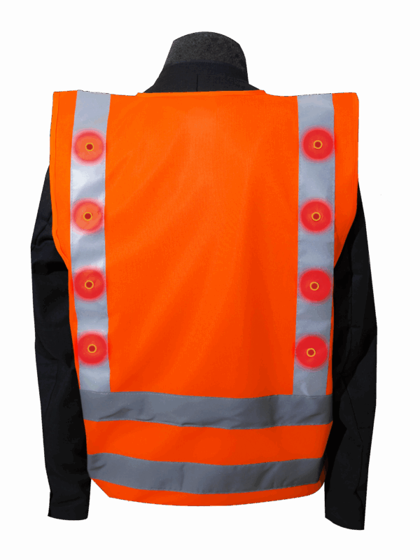 Gilet de sécurité K-Safe Orange 14 LED rouges – Image 3